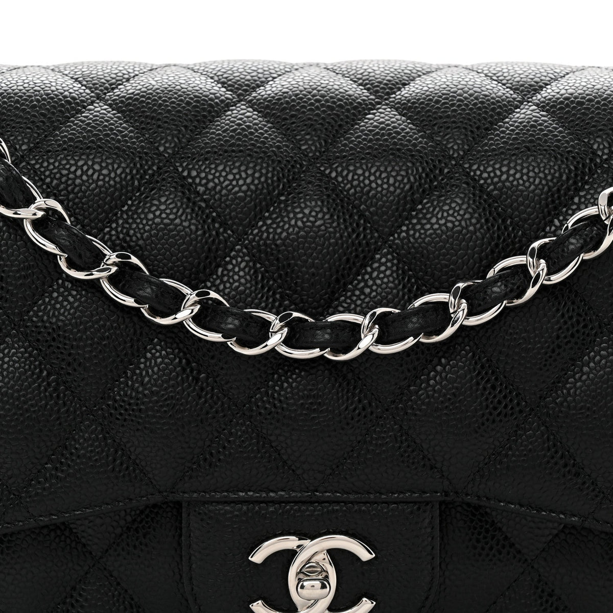 Caviar Quilted Jumbo Double Flap Black wholesalehk.shop