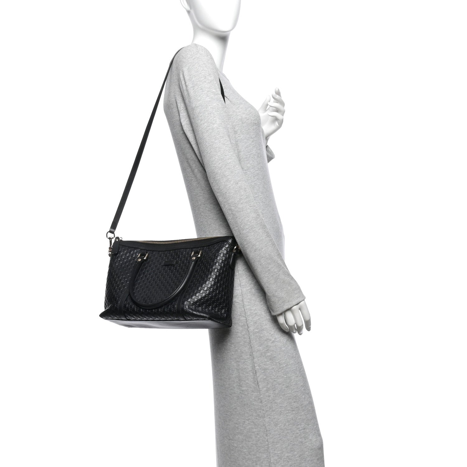 Soft Microguccissima Small Zippered Satchel Black £¨ Direct shipment via from wholesalehk.shop