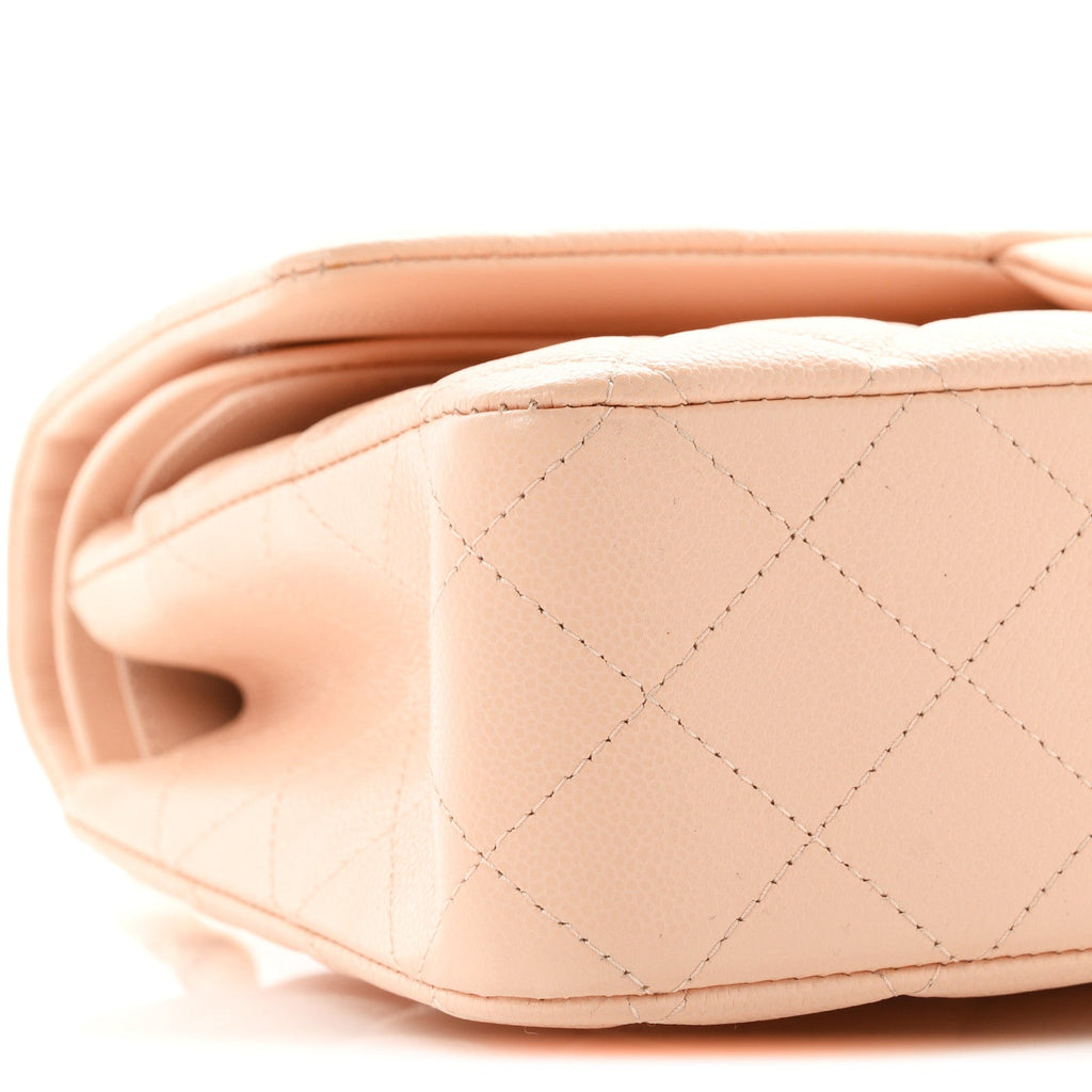 Caviar Quilted Medium Double Flap Light Pink wholesalehk.shop