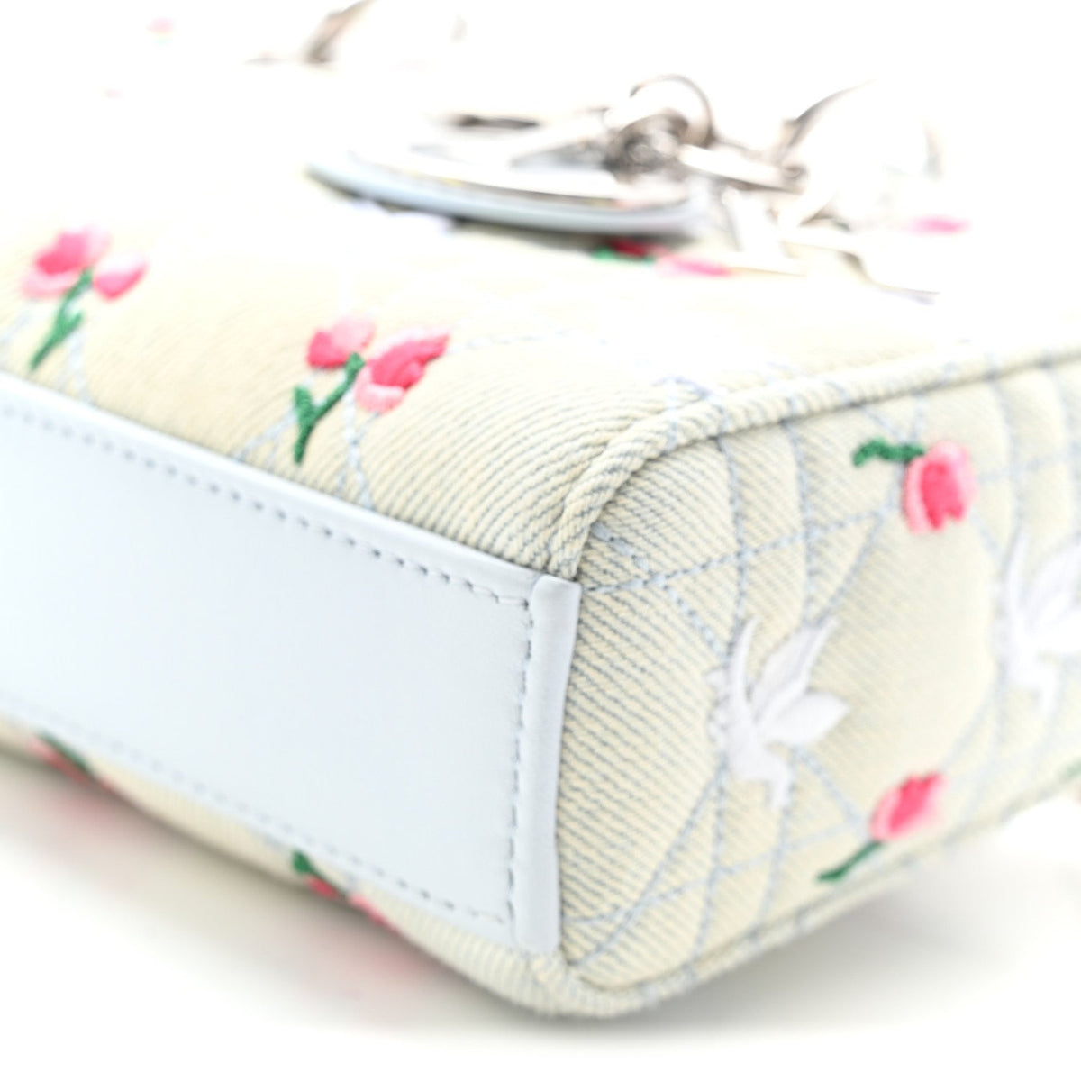 Denim Cannage Embroidered Doves & Roses Dioramour Mini Lady D-Joy Blue Multicolor wholesalehk.shop