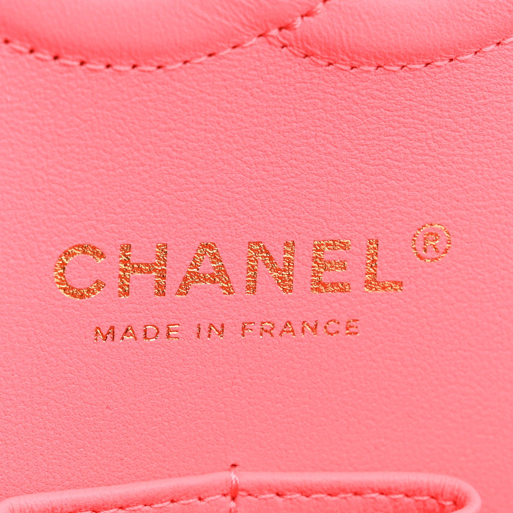 Lambskin Quilted Medium Hollywood Charms Double Flap Coral Pink wholesalehk.shop