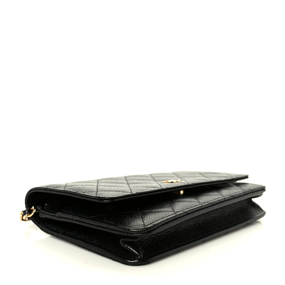 Caviar Quilted Wallet on Chain WOC Black wholesalehk.shop