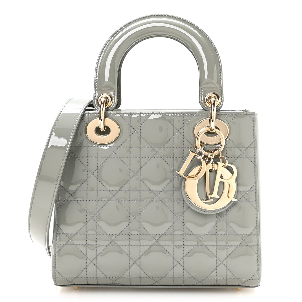Patent Cannage Small Lady Dior Grey wholesalehk.shop