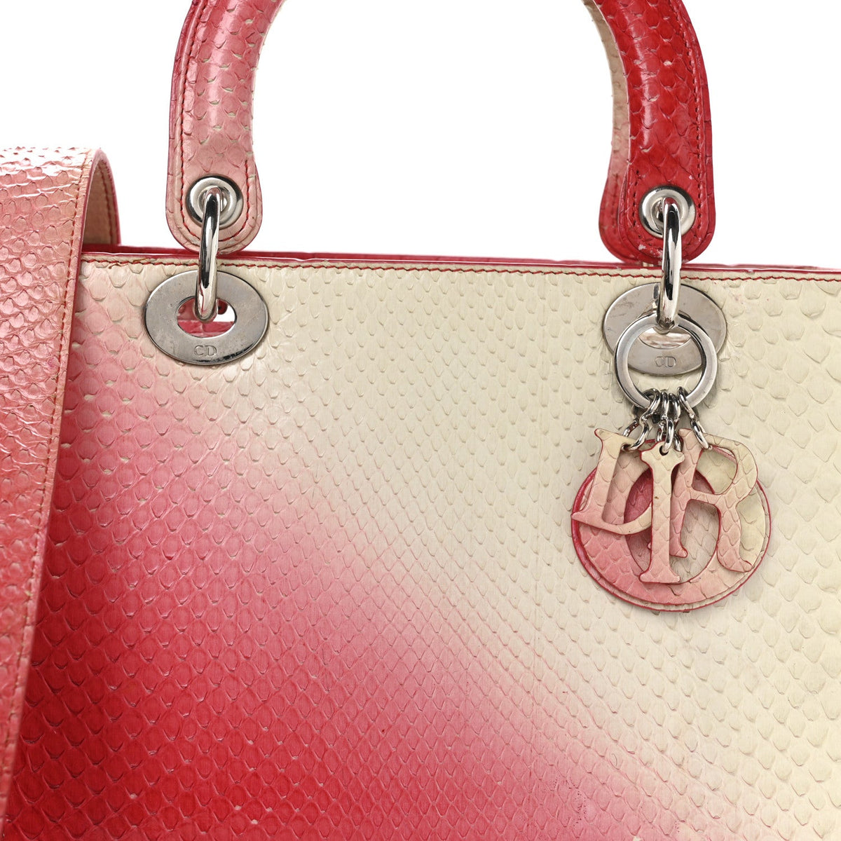 Snakeskin Ombre Medium Lady Dior Red White wholesalehk.shop