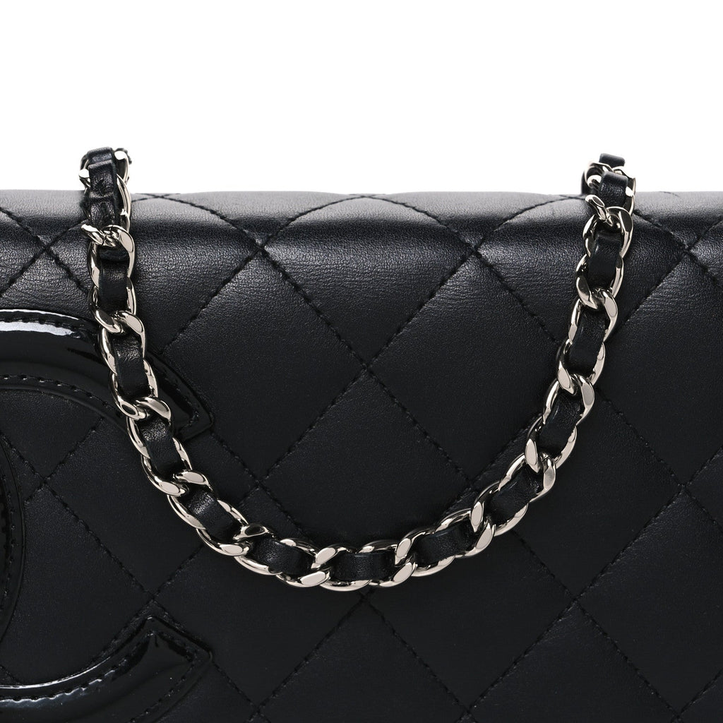 Calfskin Quilted Cambon Wallet on Chain WOC Black wholesalehk.shop