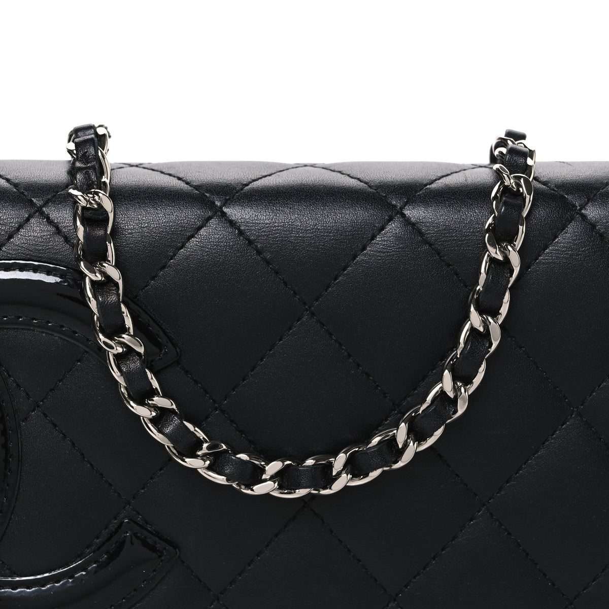 Calfskin Quilted Cambon Wallet on Chain WOC Black wholesalehk.shop