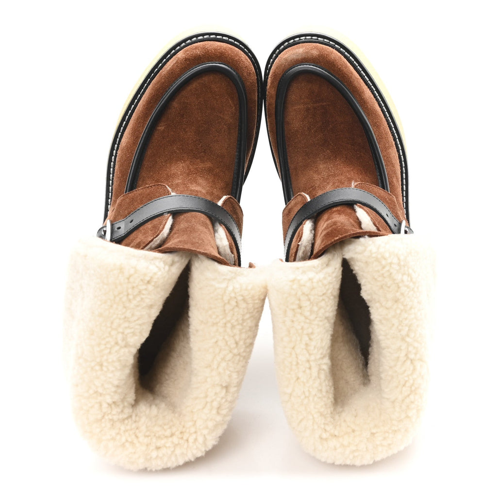 Suede Shearling Womens Hemisphere Ankle Boots 37.5 Brown wholesalehk.shop