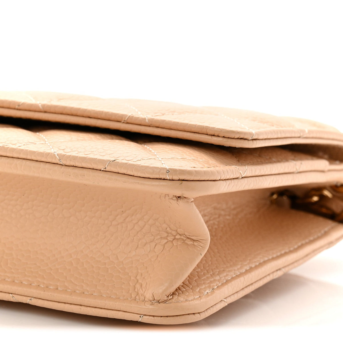 Caviar Quilted Wallet on Chain WOC Beige wholesalehk.shop