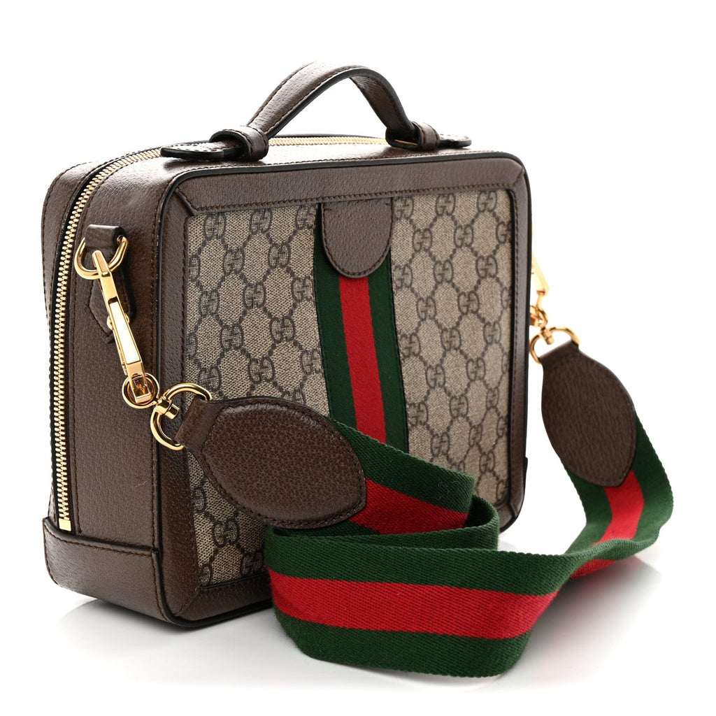 GG Supreme Monogram Web Small Ophidia Top Handle Shoulder Bag Brown wholesalehk.shop