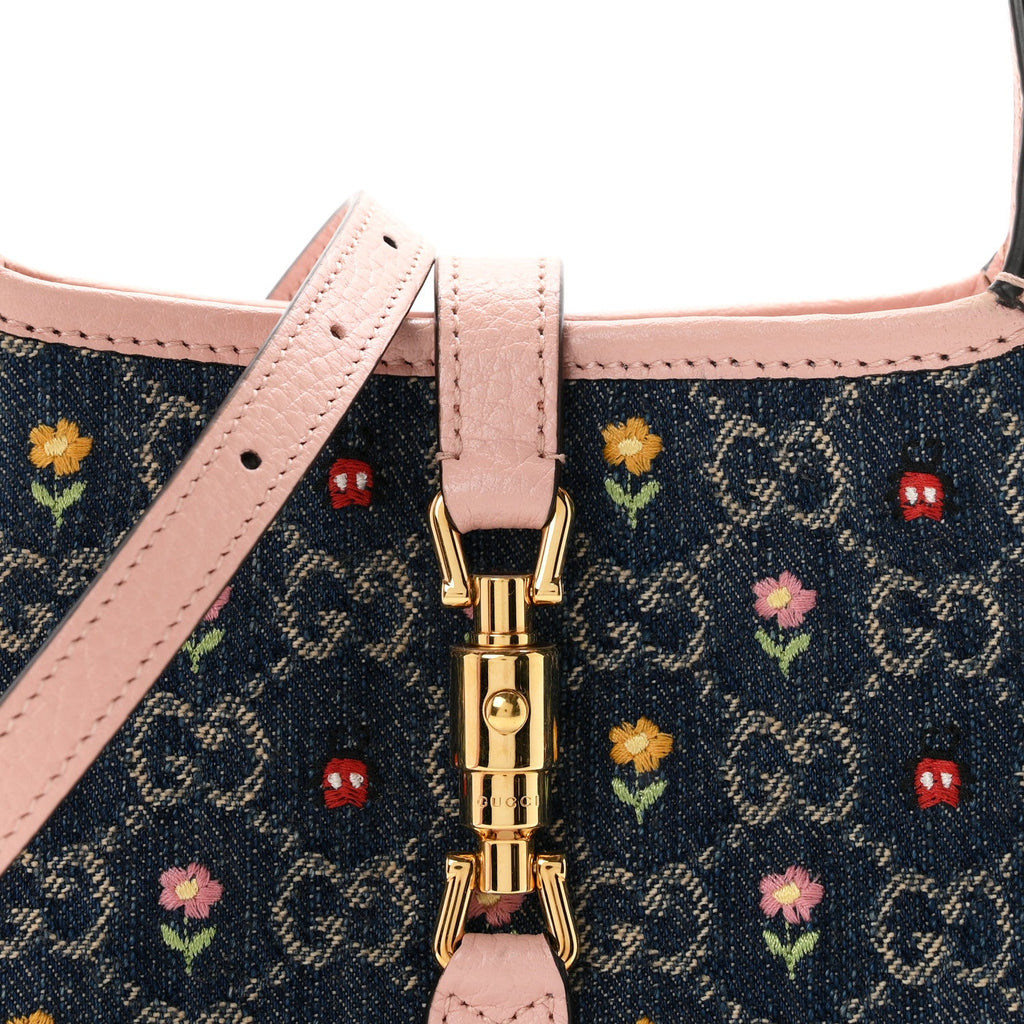 New Denim GG Monogram Calfskin Love Parade Mini Jackie 1961 Hobo Light Pink £¨ Direct shipment via from wholesalehk.shop