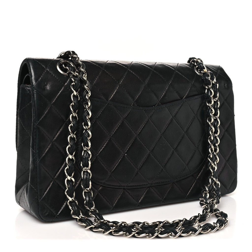 Lambskin Quilted Medium Double Flap Black wholesalehk.shop