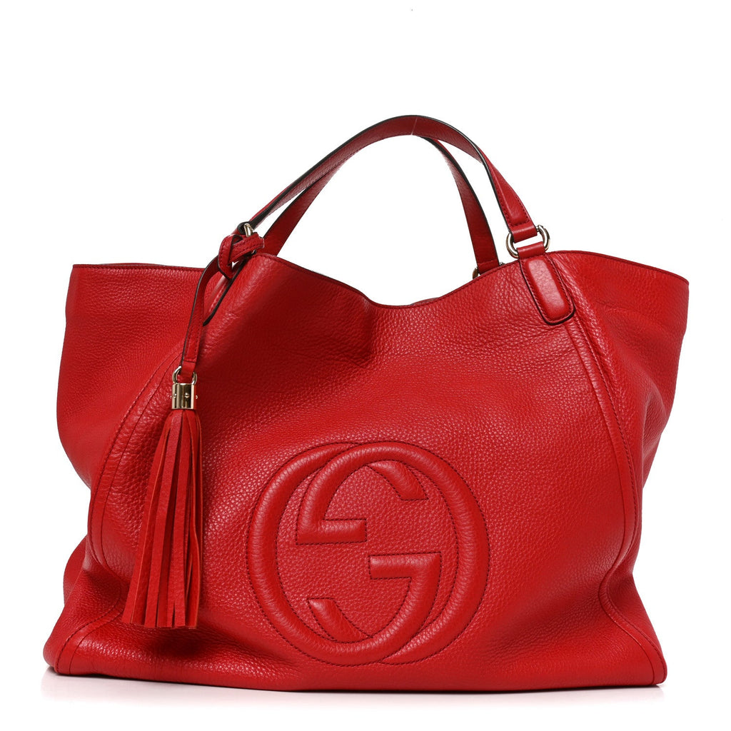 Pebbled Calfskin Large Soho Shoulder Bag Red wholesalehk.shop