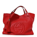 Pebbled Calfskin Large Soho Shoulder Bag Red wholesalehk.shop
