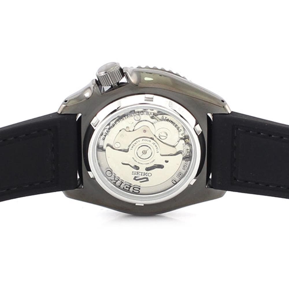 Seiko 5 Sport Automatic Black Dial Black Silicone Strap Watch For Men - SRPD65K3 wholesalehk.shop
