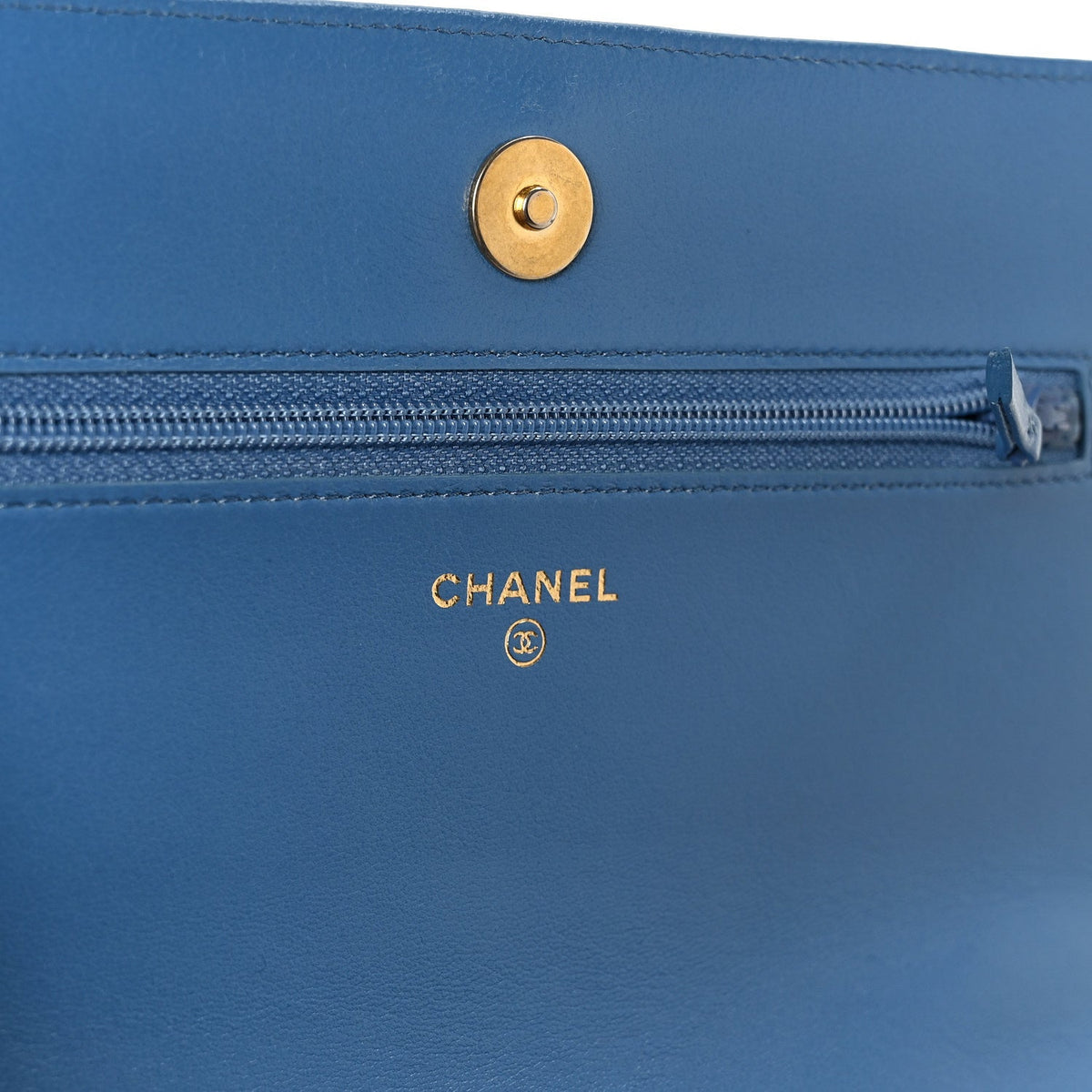 Lambskin Quilted Chanel 19 Wallet On Chain WOC Blue wholesalehk.shop