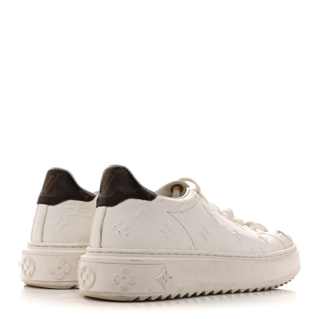 Lambskin Embossed Monogram Time Out Sneakers 35  White £¨ Direct shipment via from wholesalehk.shop