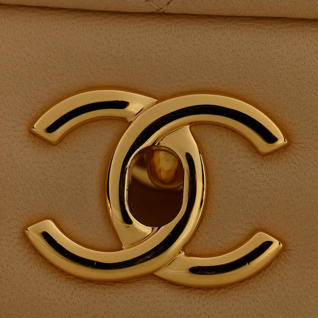 Lambskin Quilted Jumbo Double Flap Light Beige wholesalehk.shop