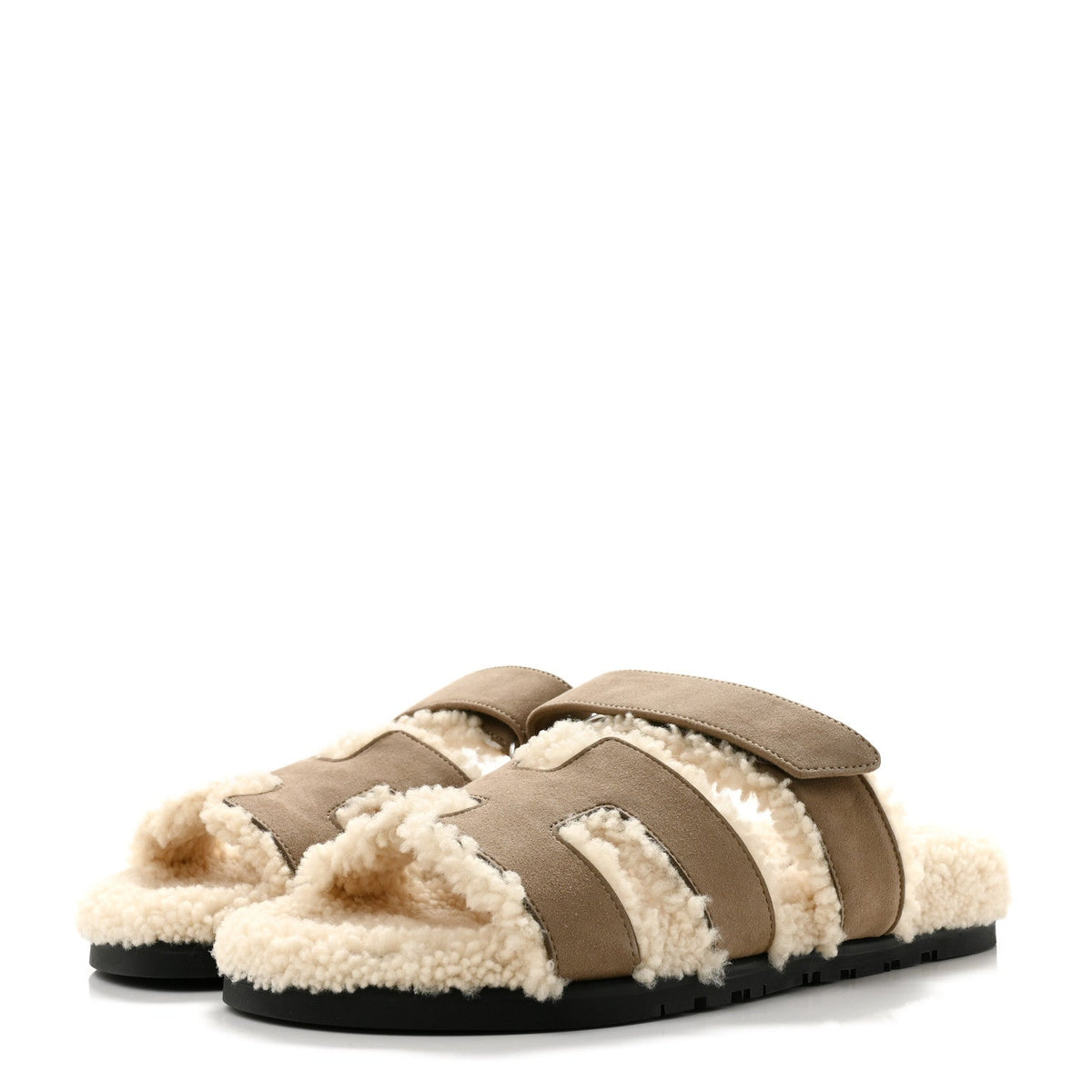 Suede Goatskin Woolskin Womens Chypre Sandals 39 Etoupe Ecru wholesalehk.shop