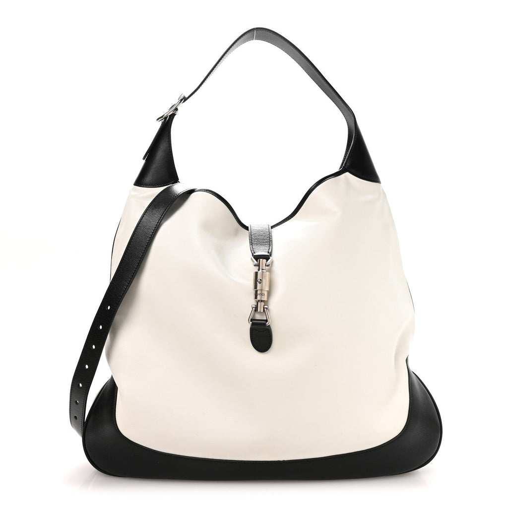 Calfskin Large Jackie 1961 Shoulder Bag Black White £¨ Direct shipment via from wholesalehk.shop