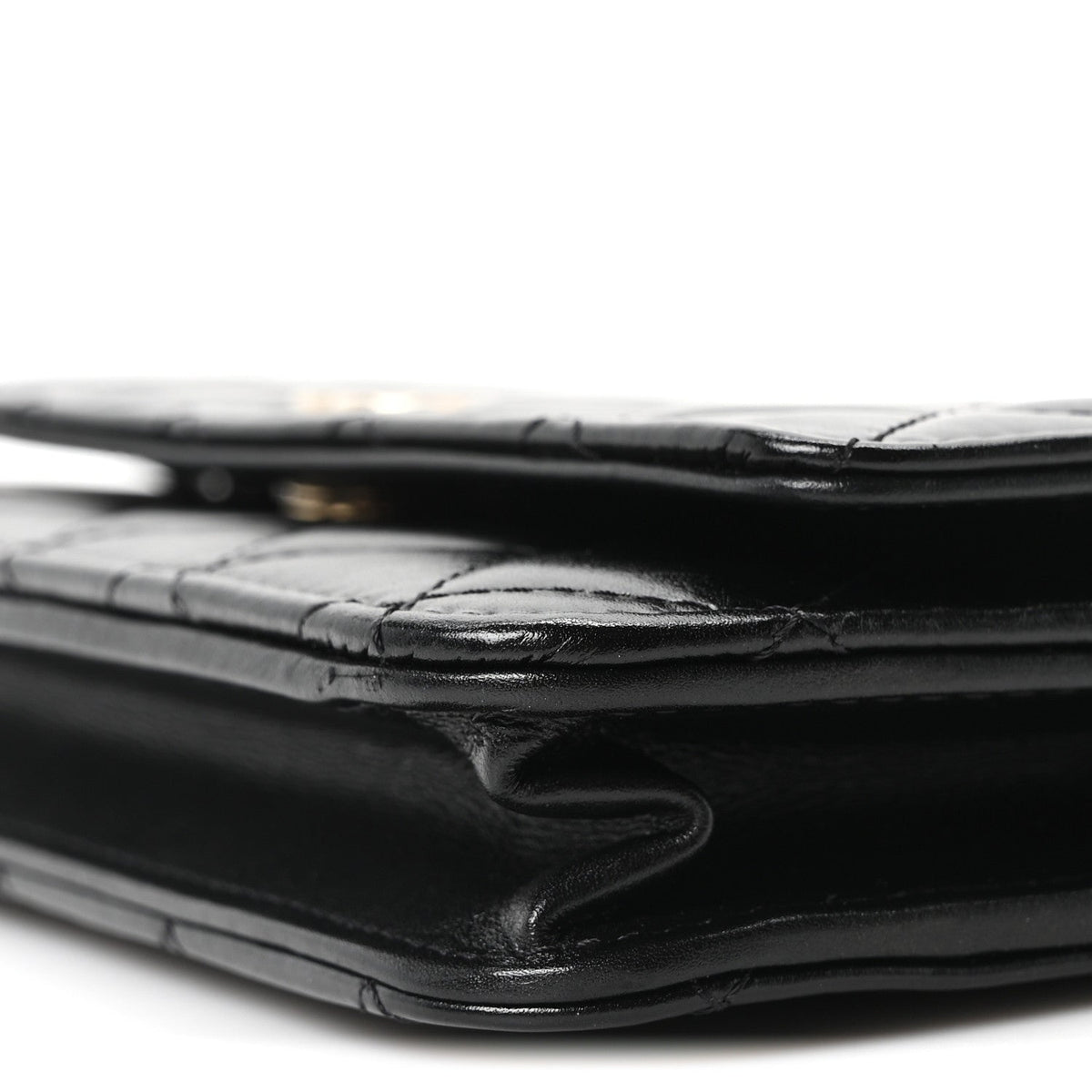 Calfskin Quilted Maxi Pearl Wallet On Chain WOC Black wholesalehk.shop