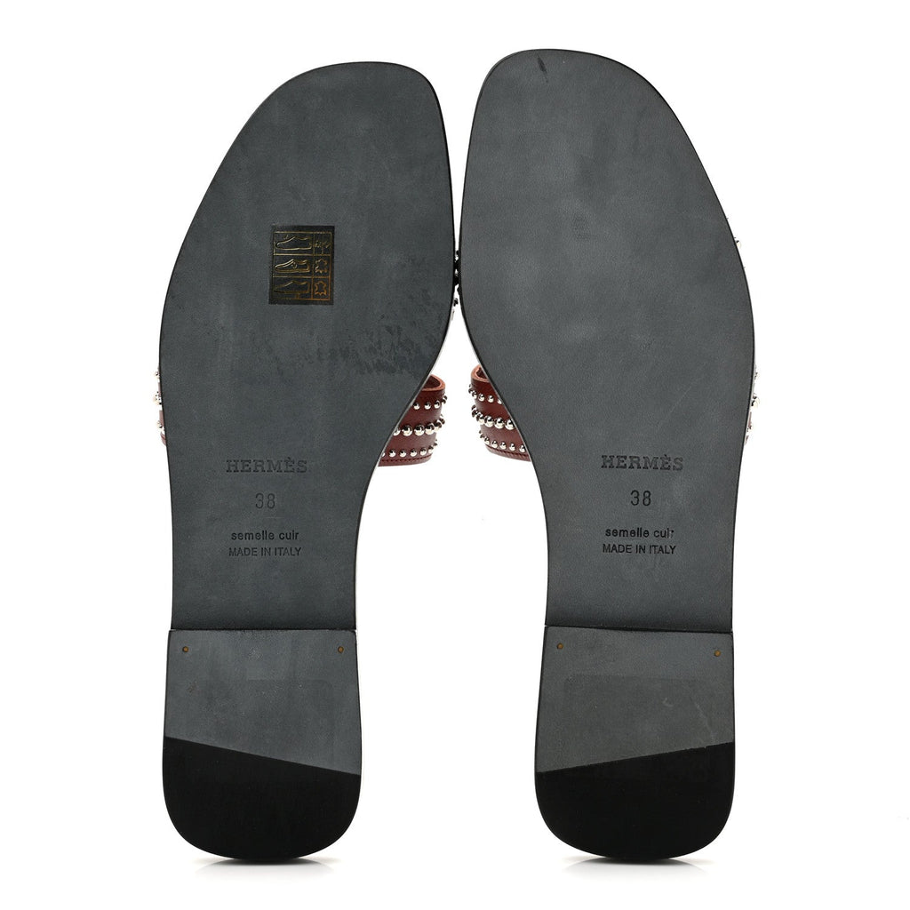 Calfskin Studded Oran Sandals 36.5 Rouge Tomette wholesalehk.shop