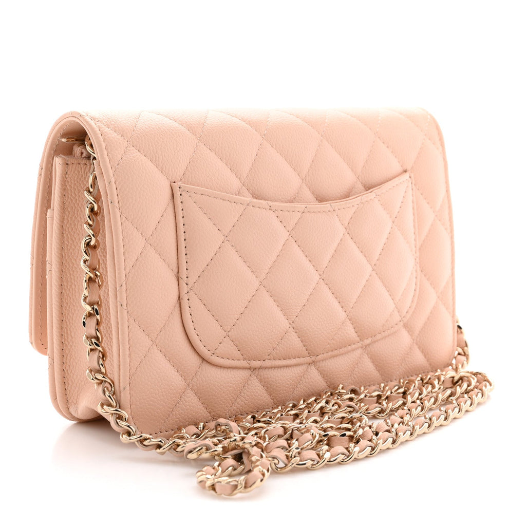 Caviar Quilted CC Turnlock Wallet On Chain WOC Beige wholesalehk.shop