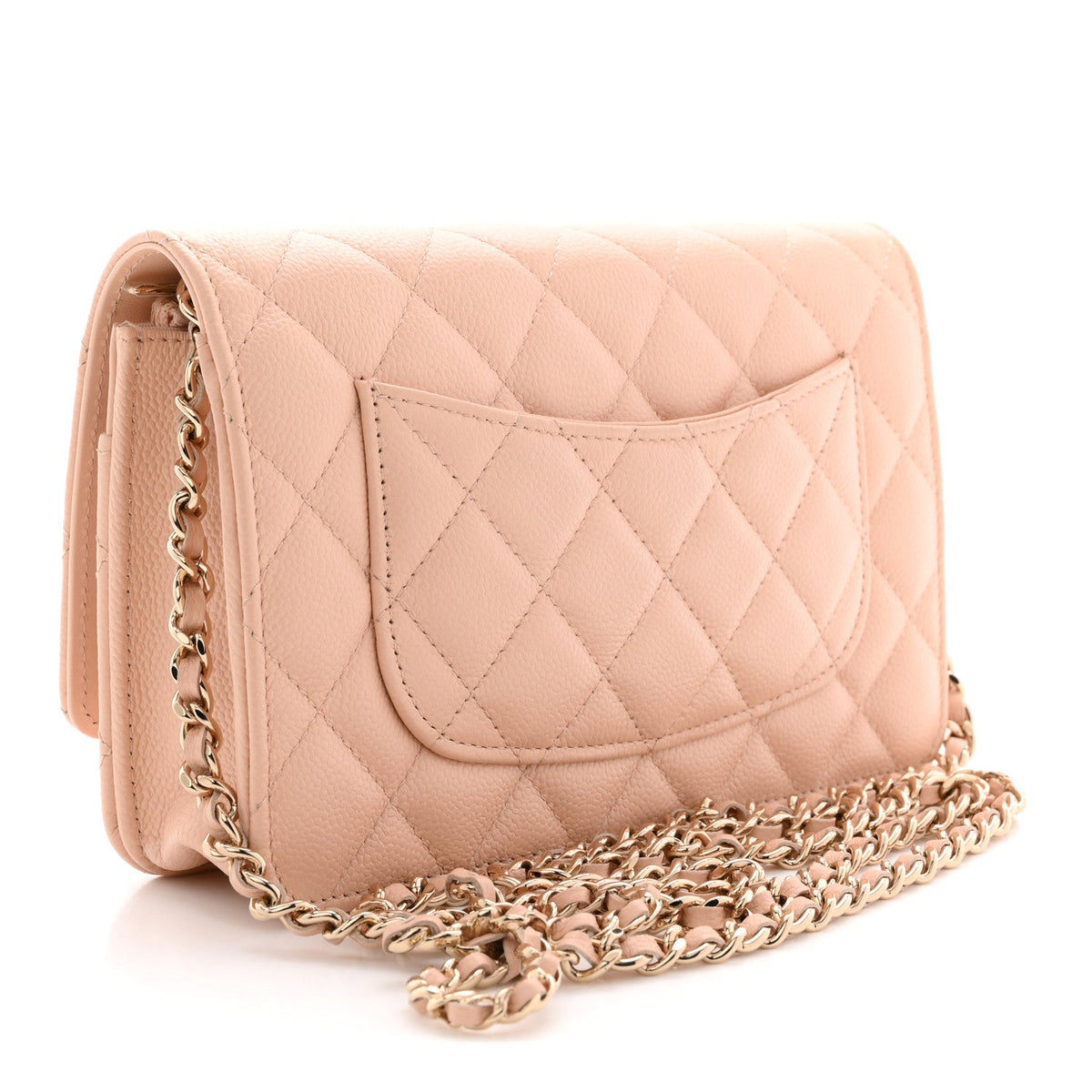 Caviar Quilted CC Turnlock Wallet On Chain WOC Beige wholesalehk.shop