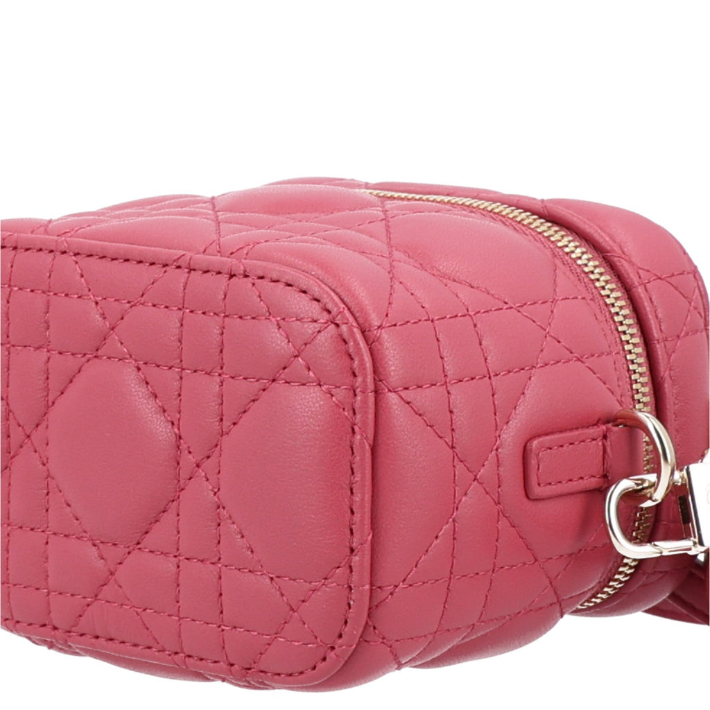 Lambskin Cannage Micro Vanity Case Strawberry Pink wholesalehk.shop