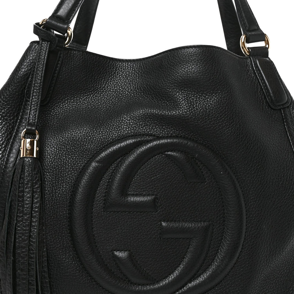 Pebbled Calfskin Medium Soho Shoulder Bag Black wholesalehk.shop