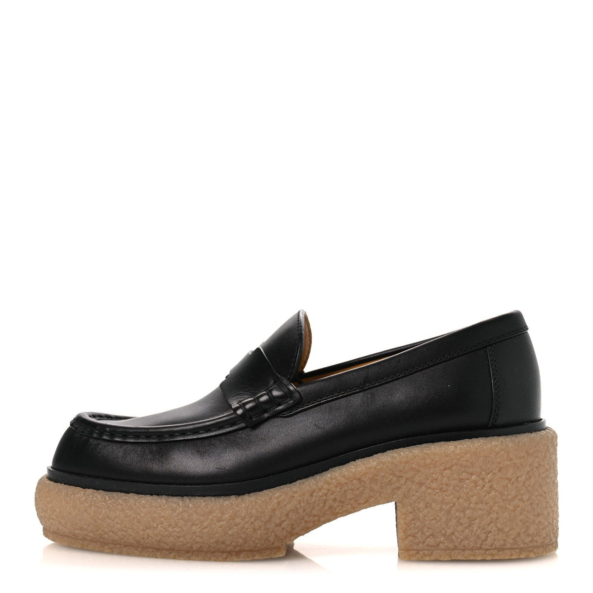 Glazed Calfskin Womens Fanny Loafers 36 Black wholesalehk.shop