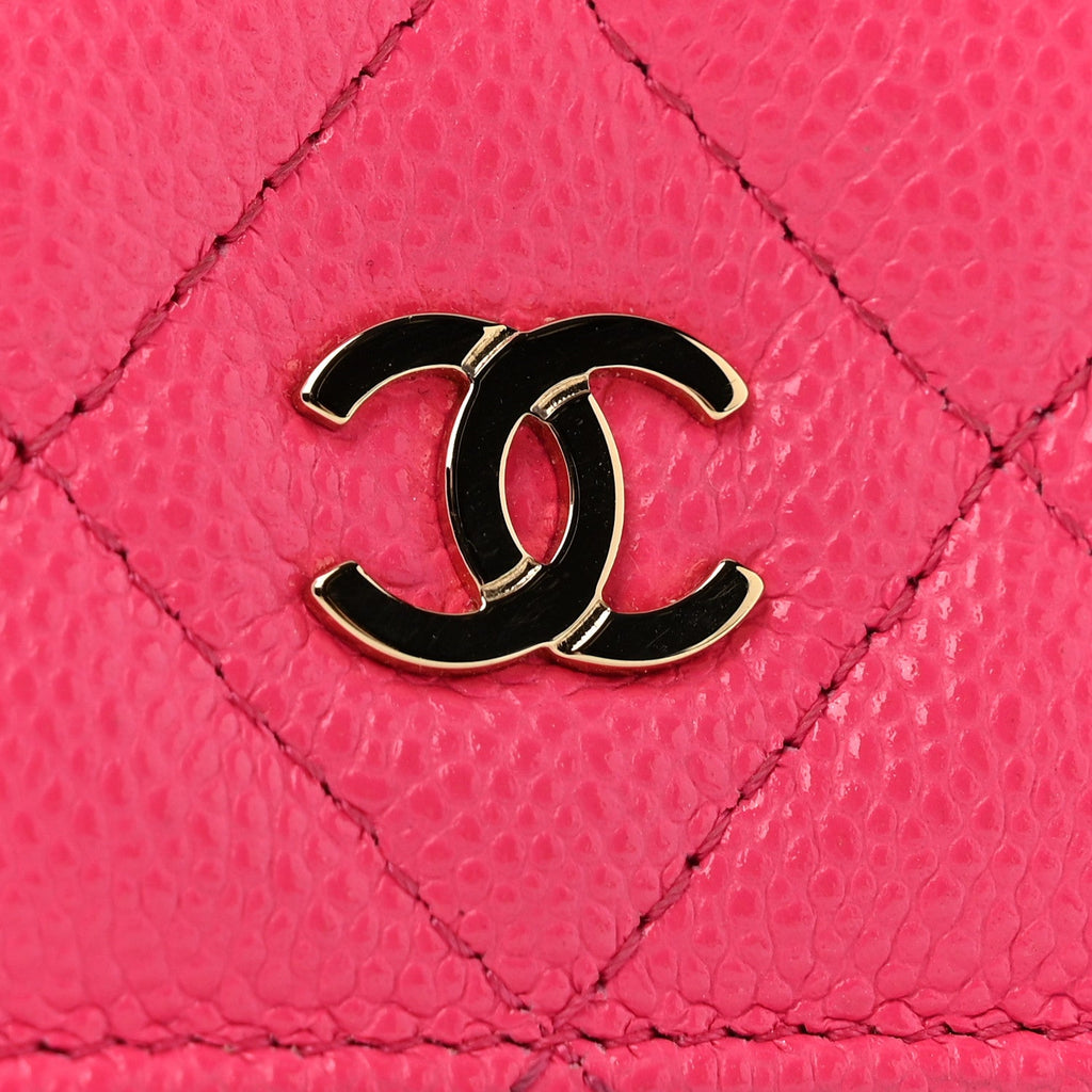 Caviar Quilted Wallet on Chain WOC Fuchsia wholesalehk.shop