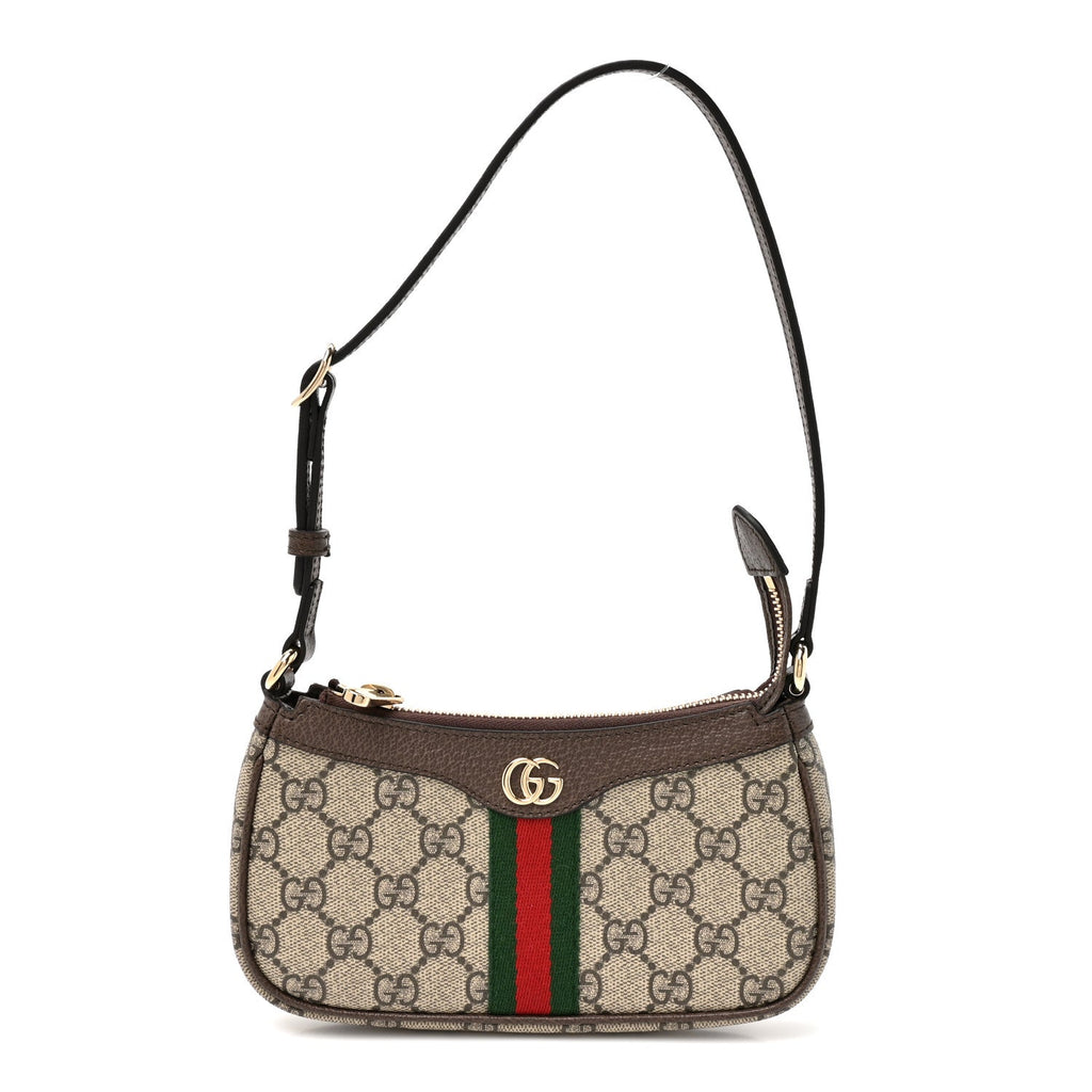 GG Supreme Monogram Textured Dollar Calfskin Web Mini Ophidia Shoulder Bag Beige Ebony New Acero wholesalehk.shop