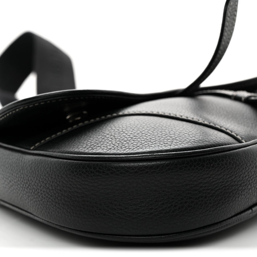Grained Calfskin Mens Saddle Bag Black wholesalehk.shop