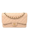 Caviar Quilted Jumbo Double Flap Beige wholesalehk.shop