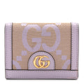 Monogram Jumbo GG Textured Dollar Calfskin Ophidia Card Case Beige Lapis wholesalehk.shop