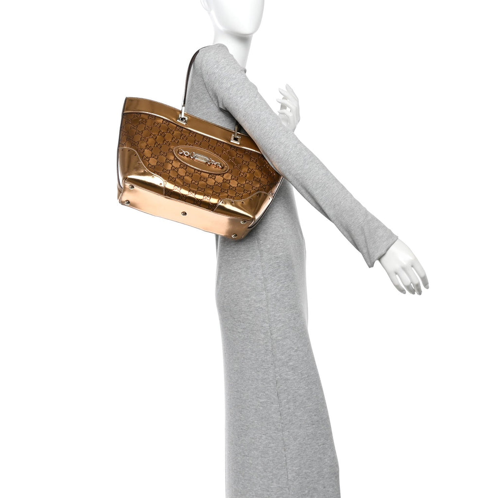 Metallic Guccissima Large Punch Tote Bronze £¨ Direct shipment via from wholesalehk.shop
