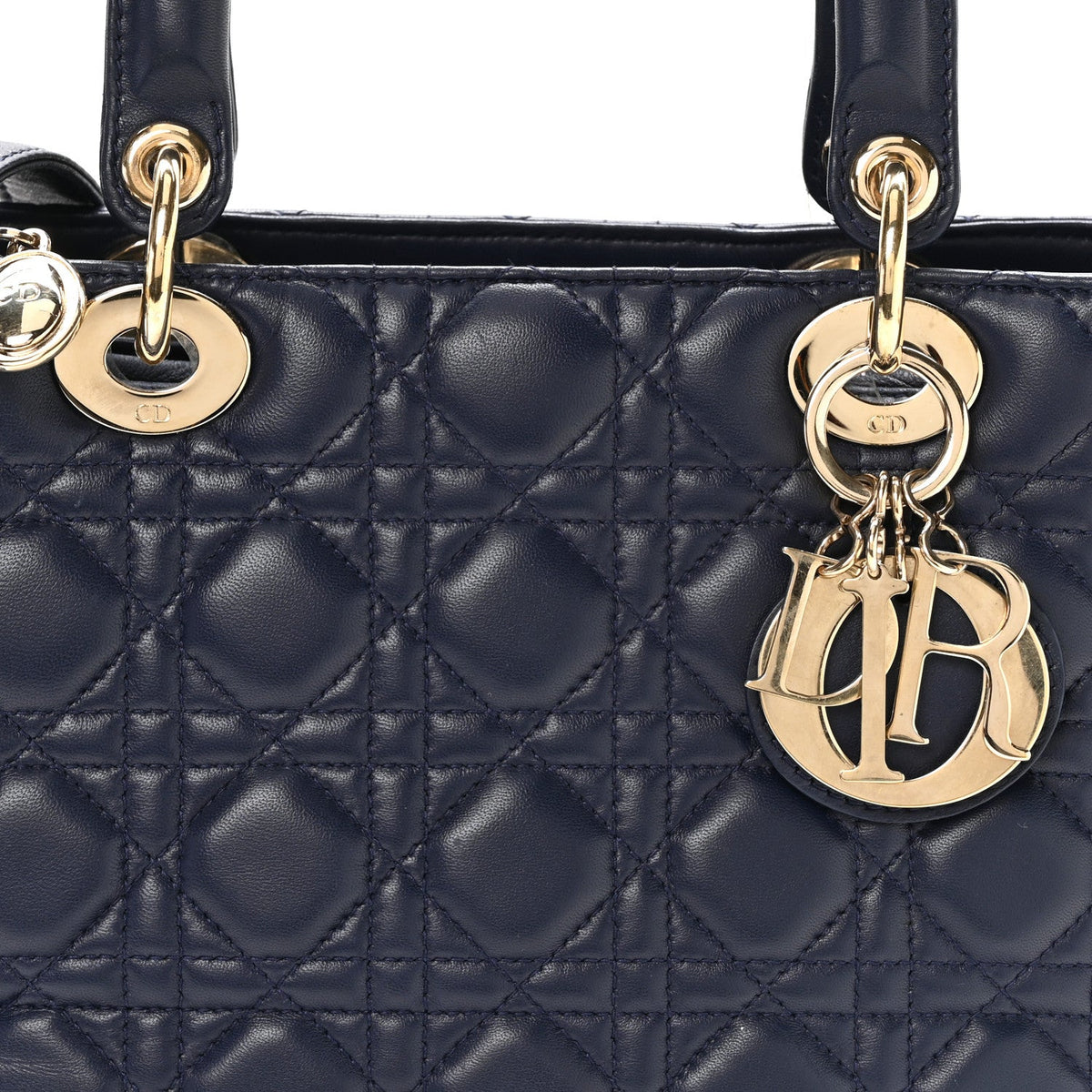 Lambskin Cannage Medium Lady Dior Navy Blue wholesalehk.shop