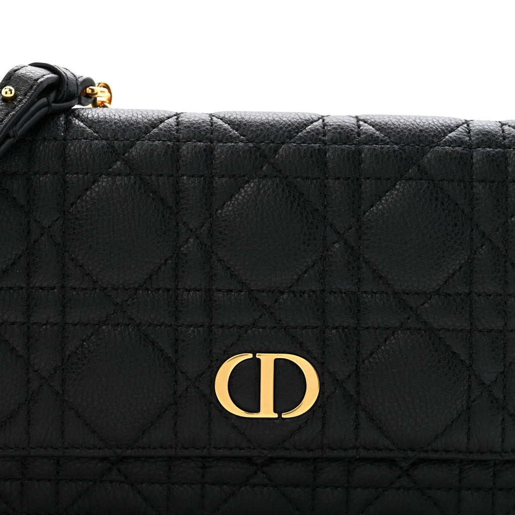 Supple Calfskin Cannage Caro Belt Pouch with Chain Black wholesalehk.shop