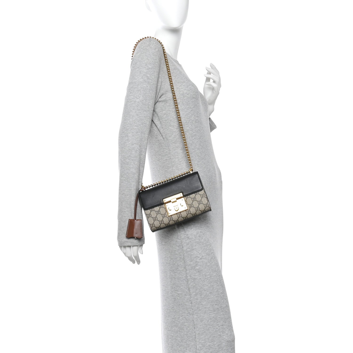 GG Supreme Monogram Calfskin Small Padlock Shoulder Bag Beige Black Cuir £¨ Direct shipment via from wholesalehk.shop