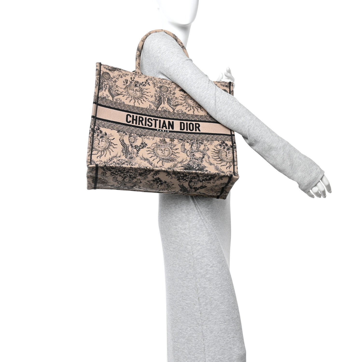Canvas Embroidered Large Toile de Jouy Soleil Book Tote Beige £¨ Direct shipment via from wholesalehk.shop