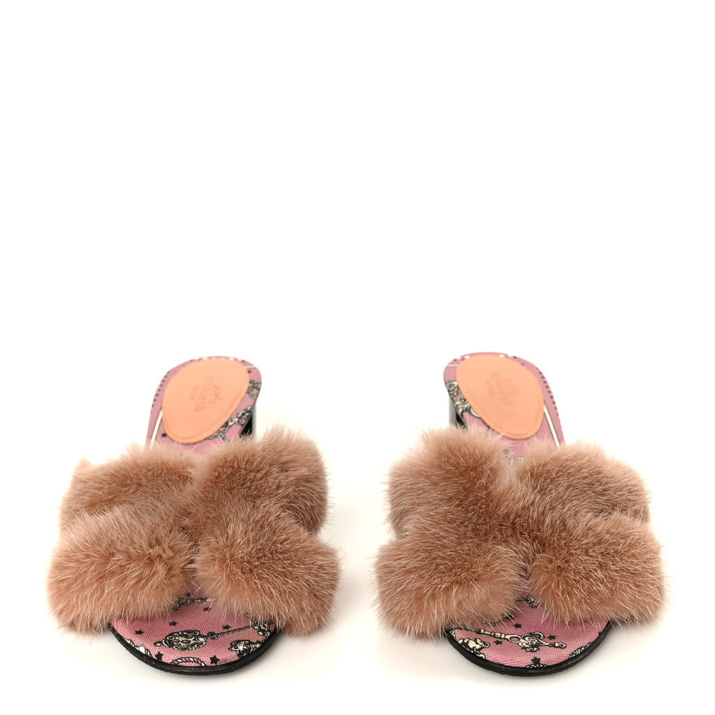 Mink Fur Oasis Sandals 35 Granit Pink wholesalehk.shop