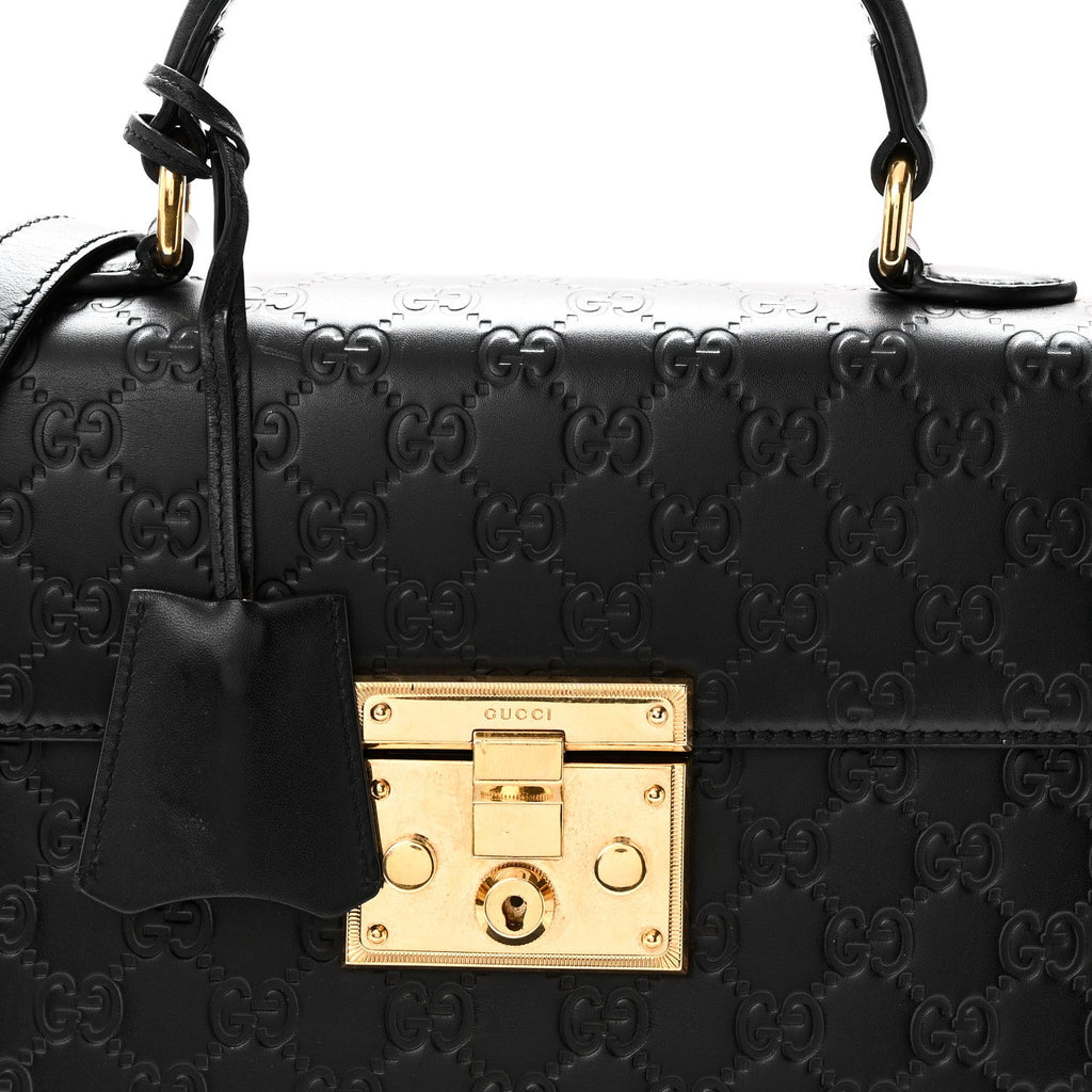 Guccissima Signature Small Padlock Top Handle Bag Black Black £¨ Direct shipment via from wholesalehk.shop