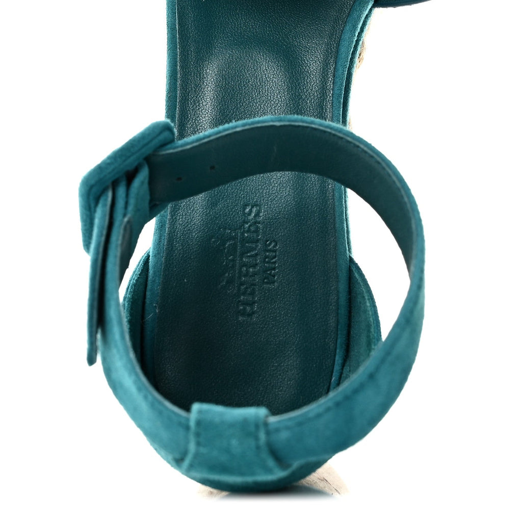 Suede Goatskin Elda Espadrille Wedge Sandals 38 Vert Oxford wholesalehk.shop