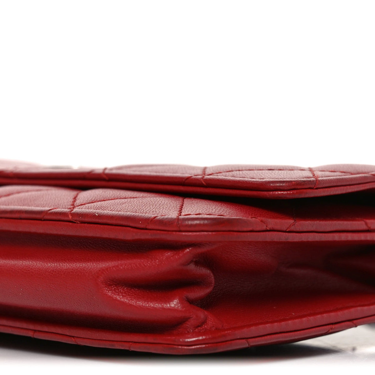 Lambskin Quilted Wallet On Chain WOC Red wholesalehk.shop