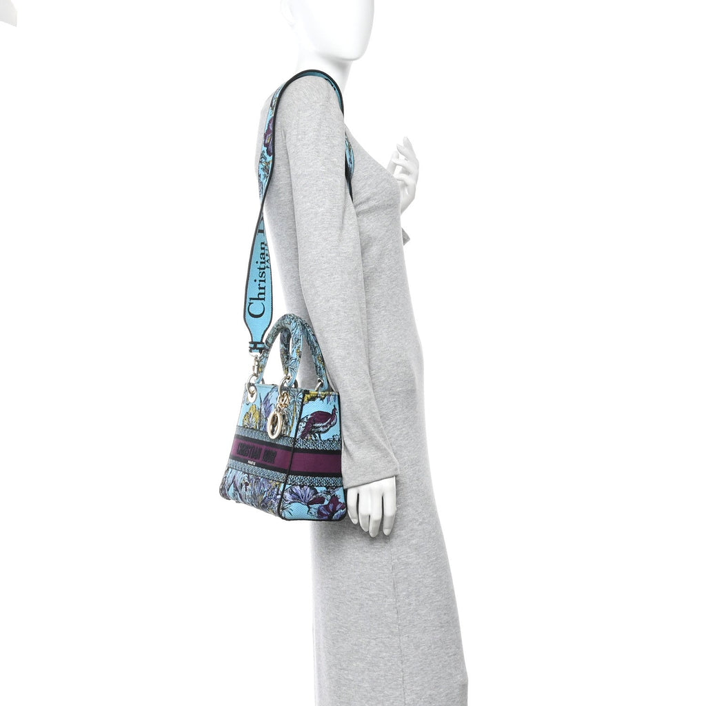 Canvas Toile de Jouy Voyage Embroidered Medium Lady D-Lite Celestial Blue wholesalehk.shop