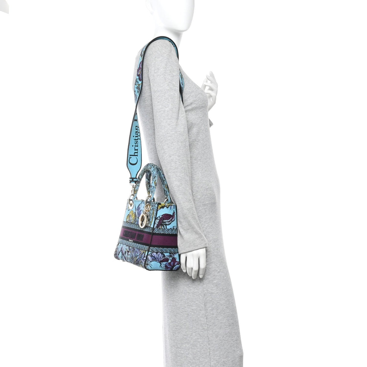 Canvas Toile de Jouy Voyage Embroidered Medium Lady D-Lite Celestial Blue wholesalehk.shop