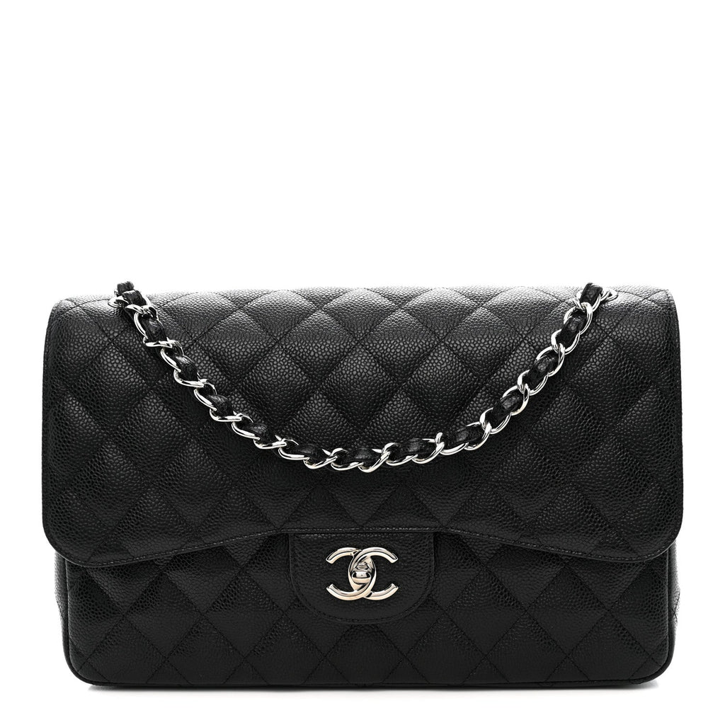 Caviar Quilted Jumbo Double Flap Black wholesalehk.shop