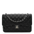 Caviar Quilted Jumbo Double Flap Black wholesalehk.shop