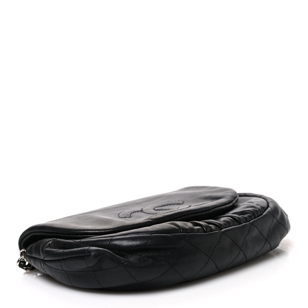 Lambskin Half Moon Wallet On Chain WOC Black wholesalehk.shop
