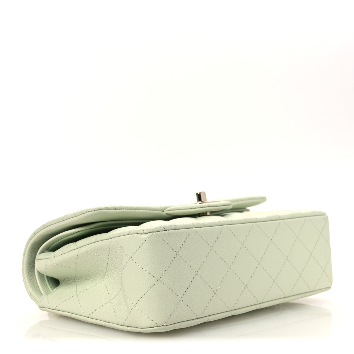 Caviar Quilted Small Double Flap Light Green wholesalehk.shop